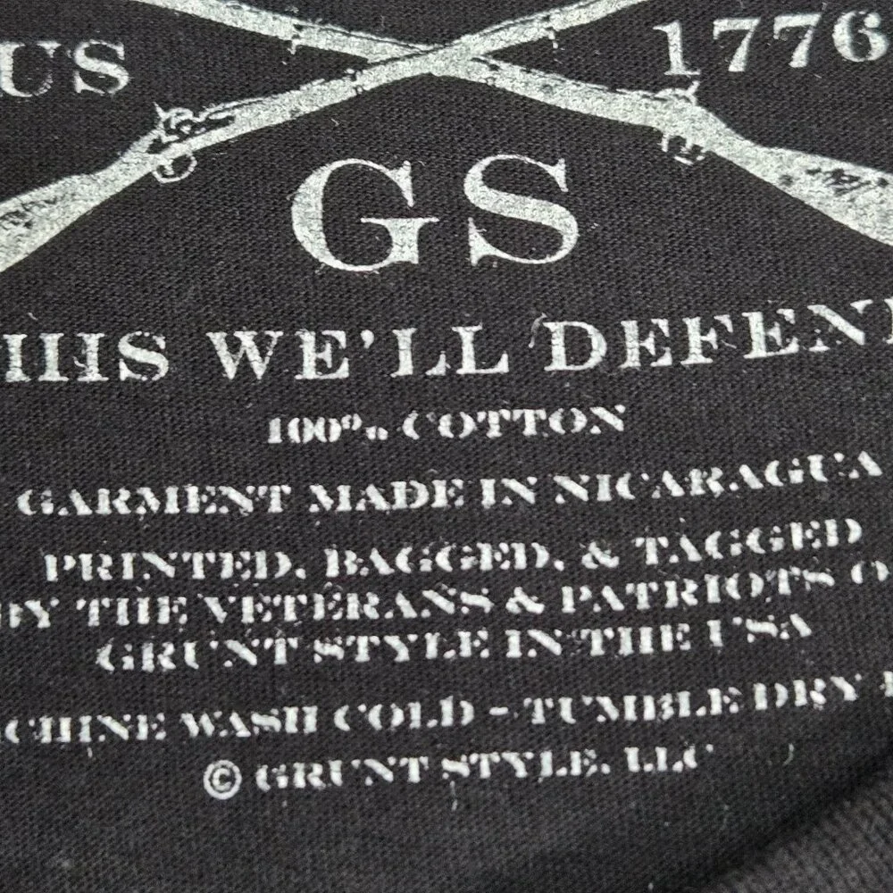 Grunt Style Men Shirt LARGE Black Alcohol Tobacco Firearms Grunge‎ Logo Short